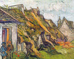Vincent Van Gogh Thatched Cottages at Chaponval-Thick Impasto Paint oil painting reproduction
