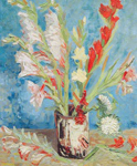 Vincent Van Gogh Vase with Gladioli (Thick Impasto Paint) oil painting reproduction