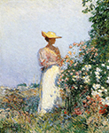 Frederick Childe Hassam Lady in Flower Garden, 1891 oil painting reproduction