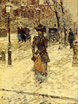 Frederick Childe Hassam Lady Walking down Fifth Avenue, 1902 oil painting reproduction