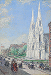 Frederick Childe Hassam The Cathedral and Fifth Avenue in June, 1893 oil painting reproduction