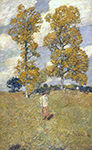 Frederick Childe Hassam The Two Hickory Trees (Golf Player), 1919 oil painting reproduction