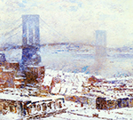 Frederick Childe Hassam Brooklyn Bridge in Winter, 1904 oil painting reproduction