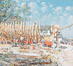 Frederick Childe Hassam Building the Schooner, Provincetown, 1800 oil painting reproduction