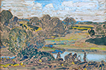 Frederick Childe Hassam Extensive Landscape with River, 1917 oil painting reproduction