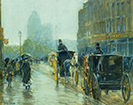 Frederick Childe Hassam Horse Drawn Cabs at Evening, New York 02, 1890 oil painting reproduction