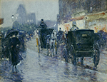 Frederick Childe Hassam Horse Drawn Cabs at Evening, New York, 1890 oil painting reproduction
