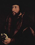 Hans Holbein the Younger Portrait of a man with a letter and gloves. c.1540 oil painting reproduction