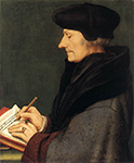 Hans Holbein the Younger Portrait of Erasmus of Rotterdam Writing. 1523 oil painting reproduction