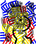 Keith Haring Red, Yellow, and Blue oil painting reproduction