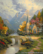 Thomas Kinkade The Moutain Chapel oil painting reproduction