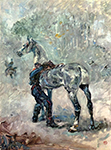Henri Toulouse-Lautrec Artilleryman Saddling His Horse - 1879  oil painting reproduction