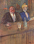 Henri Toulouse-Lautrec At the Cafe - The Customer and the Anemic Cashier - 1898 oil painting reproduction