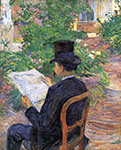 Henri Toulouse-Lautrec Desire Dehau Reading a Newspaper in the Garden - 1890  oil painting reproduction