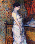 Henri Toulouse-Lautrec Woman in a Chemise Standing by a Bed - 1899  oil painting reproduction