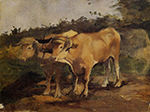 Henri Toulouse-Lautrec Two Bulls Wearing a Yoke - 1881 oil painting reproduction