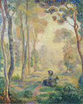 Henri Lebasque Child with Goat in the Pierrefonds Forest, 1907 oil painting reproduction