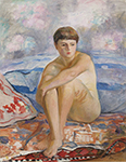 Henri Lebasque Female Nude Seated on the Beach oil painting reproduction
