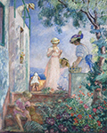 Henri Lebasque Girls on the Terrace, Sainte-Maxime, 1914 oil painting reproduction
