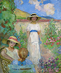 Henri Lebasque Les Andelys, Three Girls in a Garden, 1914 oil painting reproduction