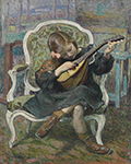 Henri Lebasque Little Mandolin Player (Marthe Lebasque), 1905 oil painting reproduction