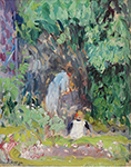 Henri Lebasque Madame Lebasque and Her Daughter in the Gadren oil painting reproduction