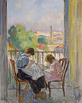 Henri Lebasque Madame Lebasque and Her Daughter Sewing near the Window, 1911 oil painting reproduction
