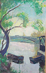 Henri Lebasque Riverbank and Boats oil painting reproduction