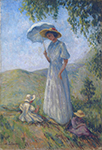 Henri Lebasque Saint Tropez - Madame Lebasque in the Sun with Marthe and Nono, 1909 oil painting reproduction
