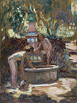 Henri Lebasque Saint-Tropez, Two Girls by the Fountain, Villa Demiere, 1907 oil painting reproduction