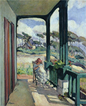 Henri Lebasque Sewing on the Terrace at Morgat oil painting reproduction