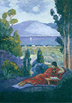 Henri Lebasque Woman in a Mediterranean Landscape oil painting reproduction