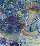 Henri Lebasque Woman with a Vase of Flowers oil painting reproduction