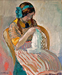 Henri Lebasque Young Girl Sewing oil painting reproduction