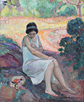 Henri Lebasque Young Woman in the Garden oil painting reproduction