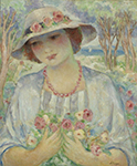 Henri Lebasque Young Woman in the Hat with Flowers oil painting reproduction