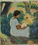 Henri Lebasque Young Woman Reading under the Tree oil painting reproduction