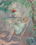 Henri Lebasque Young Woman Seated in the Garden oil painting reproduction