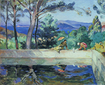 Henri Lebasque Blue Reflection in the Fountain at Pradet, 1917 oil painting reproduction