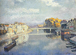 Henri Lebasque Boats on the Marne oil painting reproduction