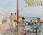 Henri Lebasque Cafe on the Beach, 1923-25 oil painting reproduction