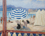 Henri Lebasque Cannes, Blue Parasol and Awning oil painting reproduction