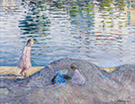 Henri Lebasque Children Playing on the Bank of the Marne, 1905 oil painting reproduction