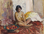 Henri Lebasque Egyptian Woman with the Dish of Fruits, 1931 oil painting reproduction