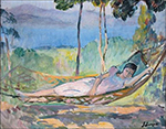 Henri Lebasque Girl in a Hammock in Cannes oil painting reproduction