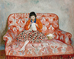 Henri Lebasque Girl Sewing on a Sofa, 1925 oil painting reproduction