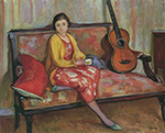 Henri Lebasque Nono and a Guitar, 1910 oil painting reproduction