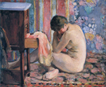 Henri Lebasque Nude with a Pink Chemise, 1926 oil painting reproduction