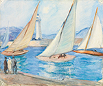 Henri Lebasque Starting the Regatta, St. Tropez, 1920s oil painting reproduction