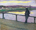 Henri Lebasque Sunset on Pont-Aven (Young Man in front of the Sea), 1894 oil painting reproduction